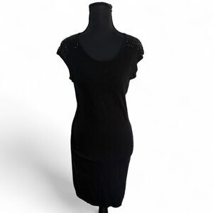 Express Black Rhinestone Shoulder Sweater Dress NYE - Size M